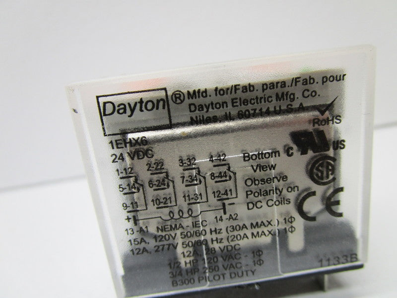 DAYTON 1EHX6 RELAY 24VDC  UNMP