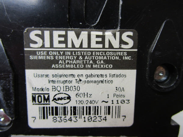 SIEMENS BQ1B030 CIRCUIT BREAKER 30A  UNMP