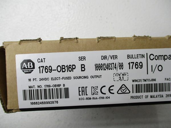 ALLEN BRADLEY 1769-OB16P SER. B F/W 3.1 DATE: 2016 NSFS