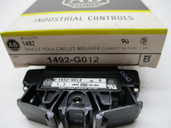ALLEN BRADLEY 1492-G012 CIRCUIT BREAKER SER. B 1.2A 250VAC NSMP