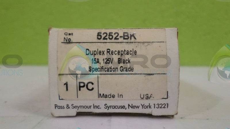 PASS & SEYMOUR 5252-BK BLACK DUPLEX RECEPTACLE NSMP