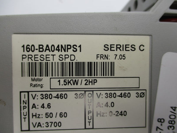 ALLEN BRADLEY 160-BA04NPS1 SER. C F/W 7.05 380-460V 4.6A UNMP
