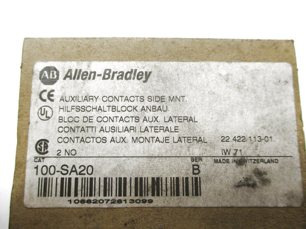 ALLEN BRADLEY 100-SA20 SER. B 600VAC 10A (BR/WH) NSMP