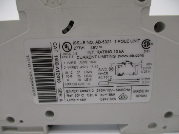 ALLEN BRADLEY 1489-A1D010 SER. A 277V 1A NSNP