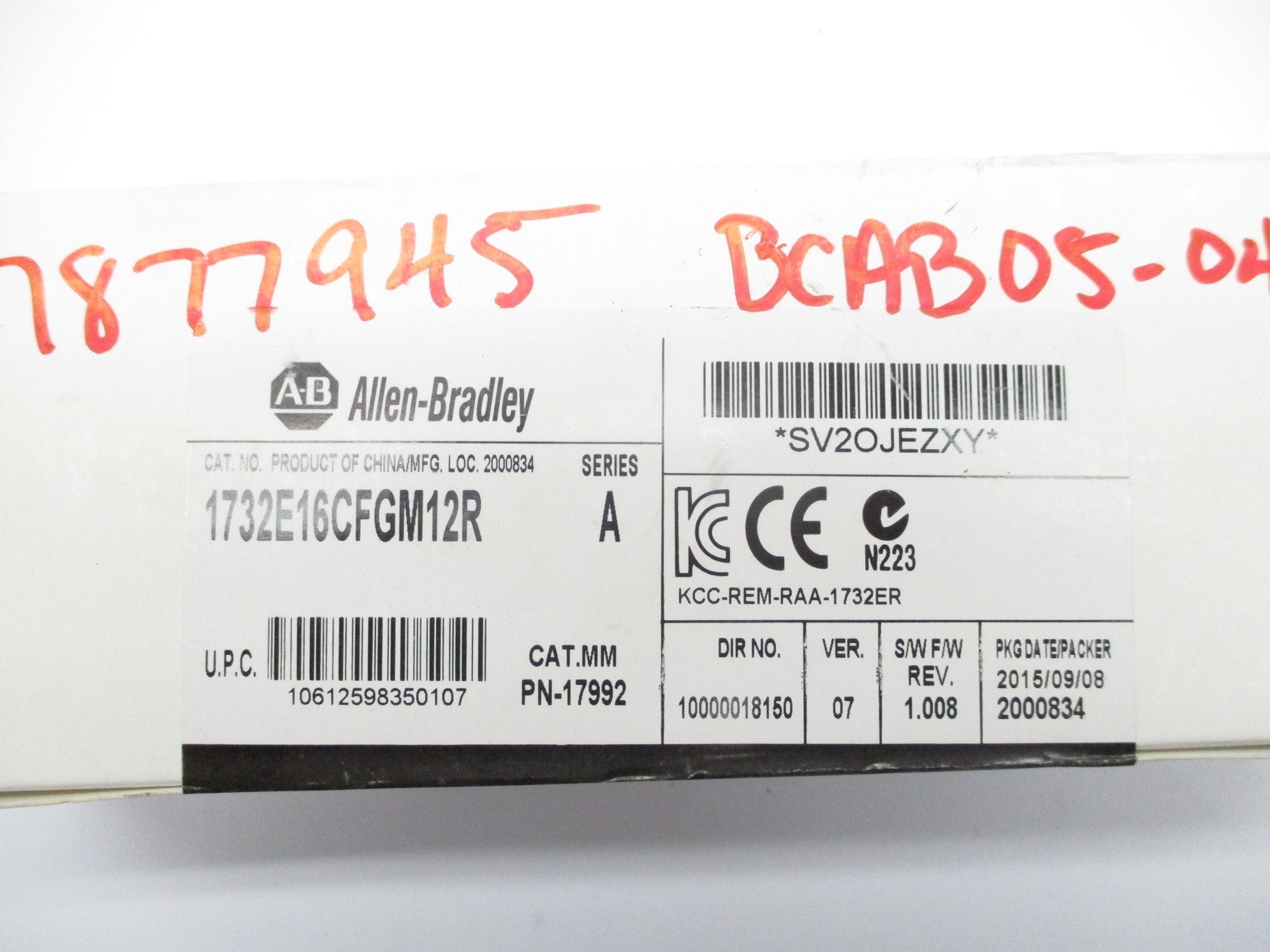 ALLEN BRADLEY 1732-E16CFGM12R SER. A F/W 1.008 DATE: 2015 (WH) NSFS