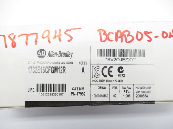 ALLEN BRADLEY 1732-E16CFGM12R SER. A F/W 1.008 DATE: 2015 (WH) NSFS