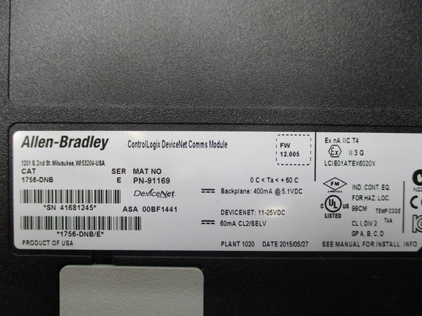 ALLEN BRADLEY 1756-DNB SER. A F/W 12.005 NSNP