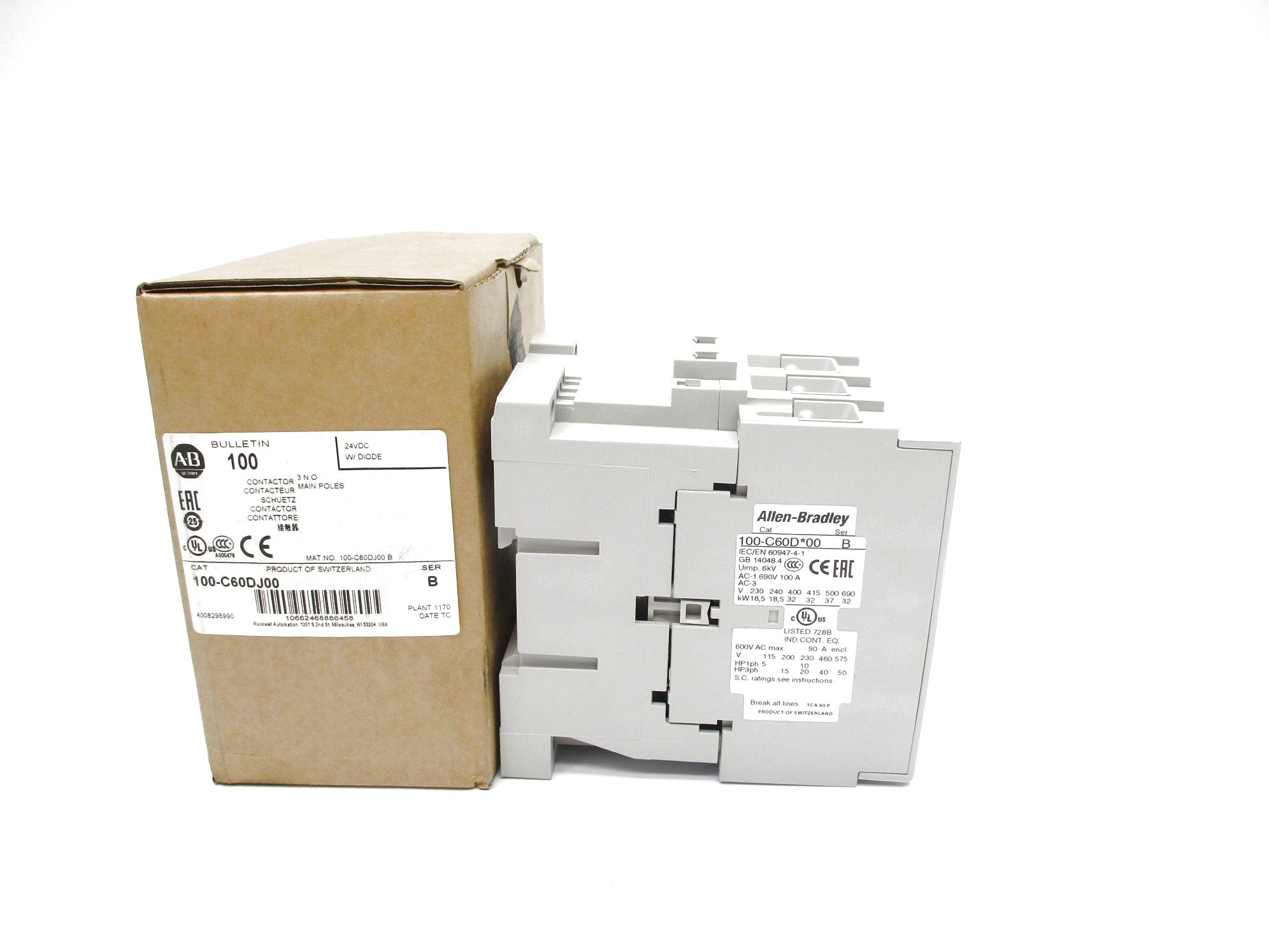 ALLEN BRADLEY 100-C60DJ00 SER. B 24VDC 90A (BR/WH) NSMP