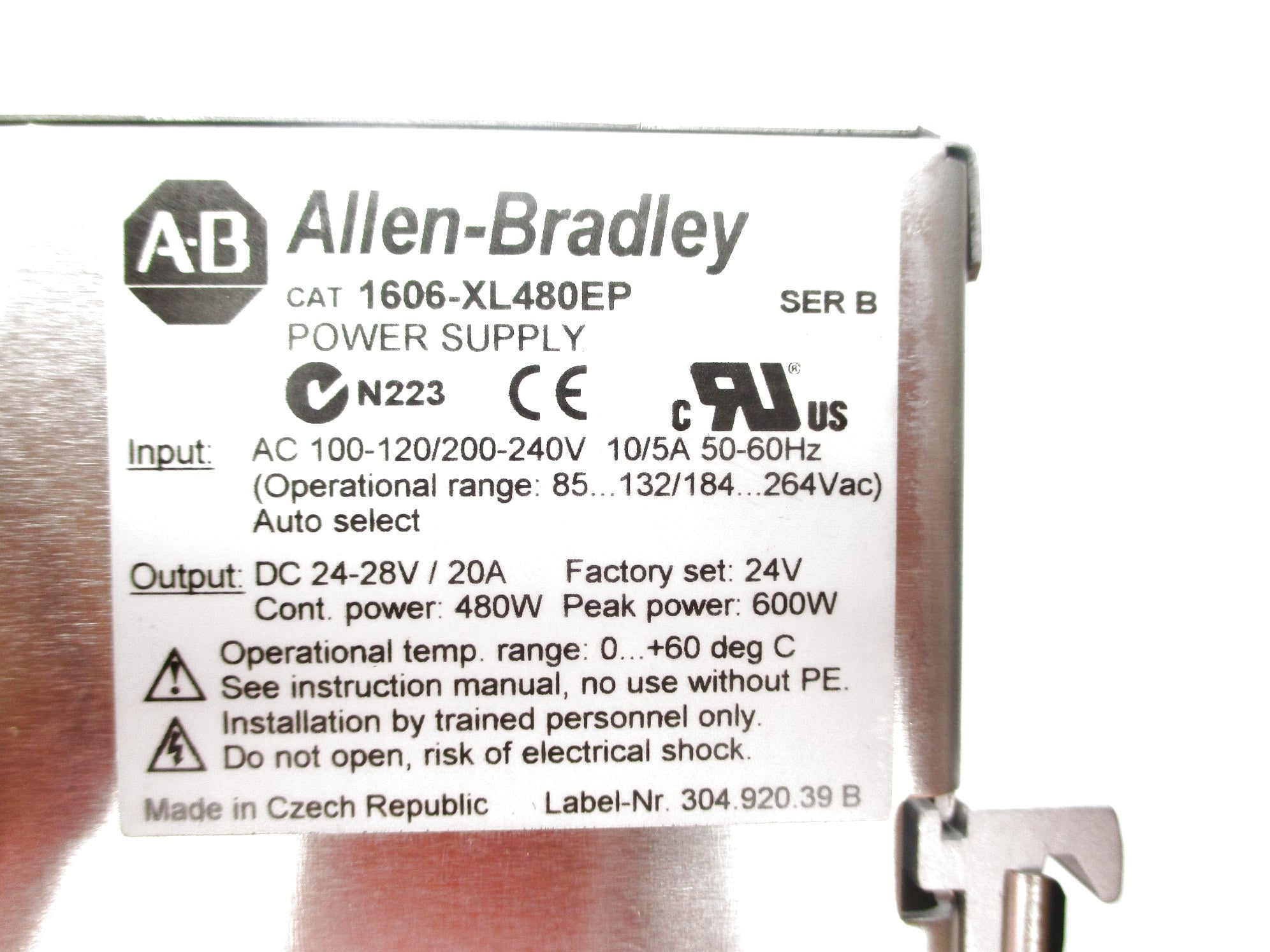 ALLEN BRADLEY 1606-XL480EP SER. B 100-120/200-240V 10/5A NSNP