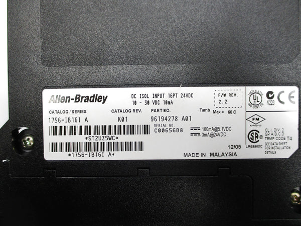 ALLEN BRADLEY 1756-IB16I SER. A F/W 2.2 NSNP