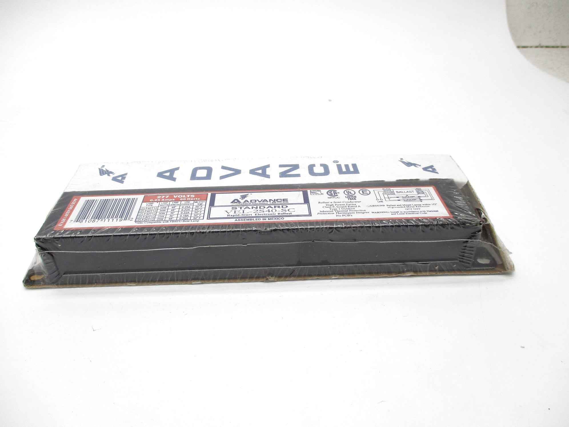 ADVANCE VEL2S40SC 277V 0.25A NSMP