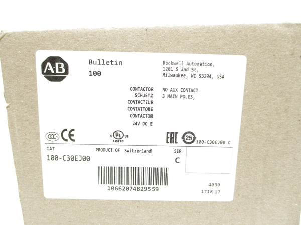 ALLEN BRADLEY 100-C30EJ00 SER. C 24VDC (BR/WH) NSMP