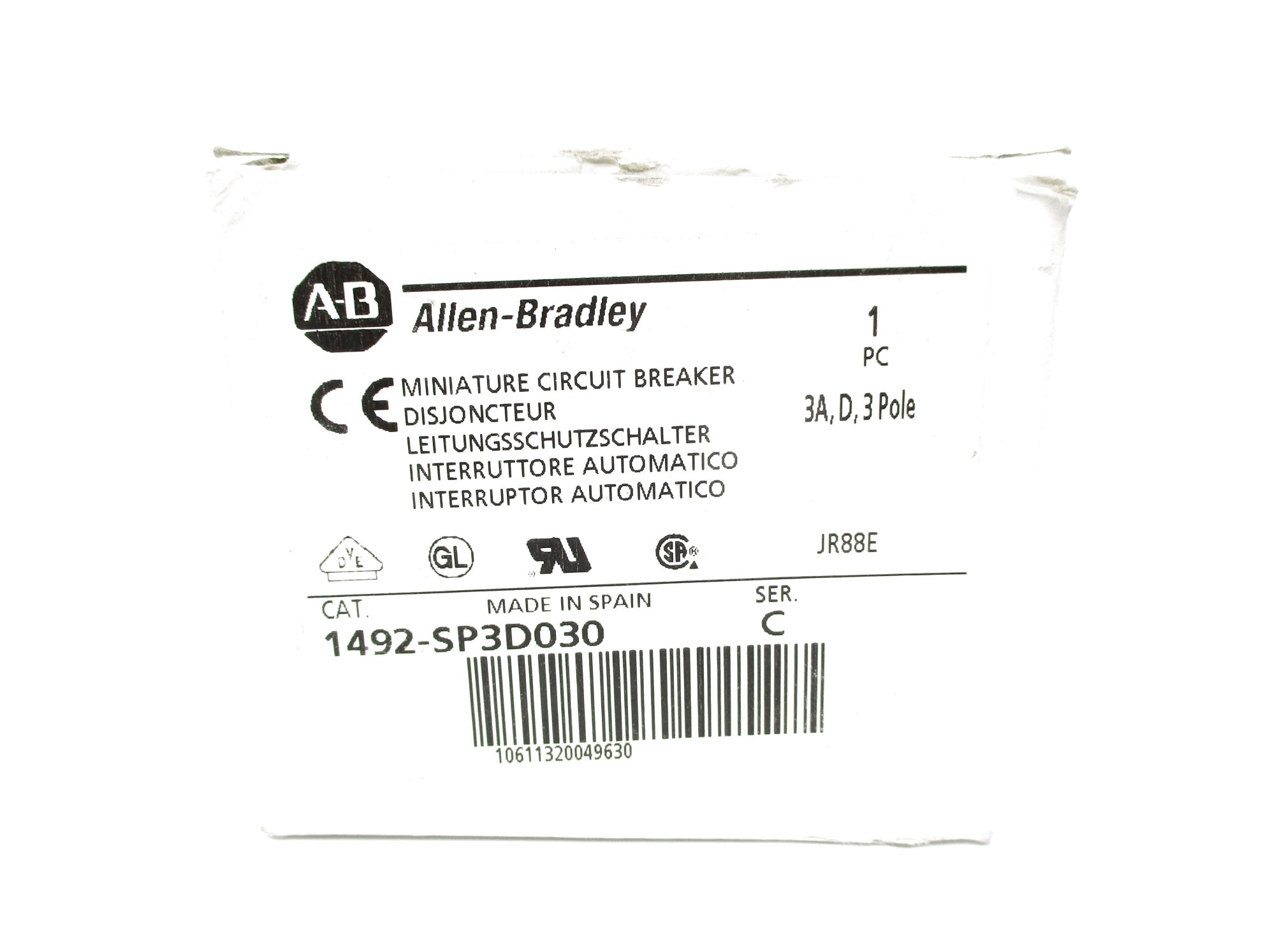 ALLEN BRADLEY 1492-SP3D030 SER. C 3A 277VAC (WH) NSMP