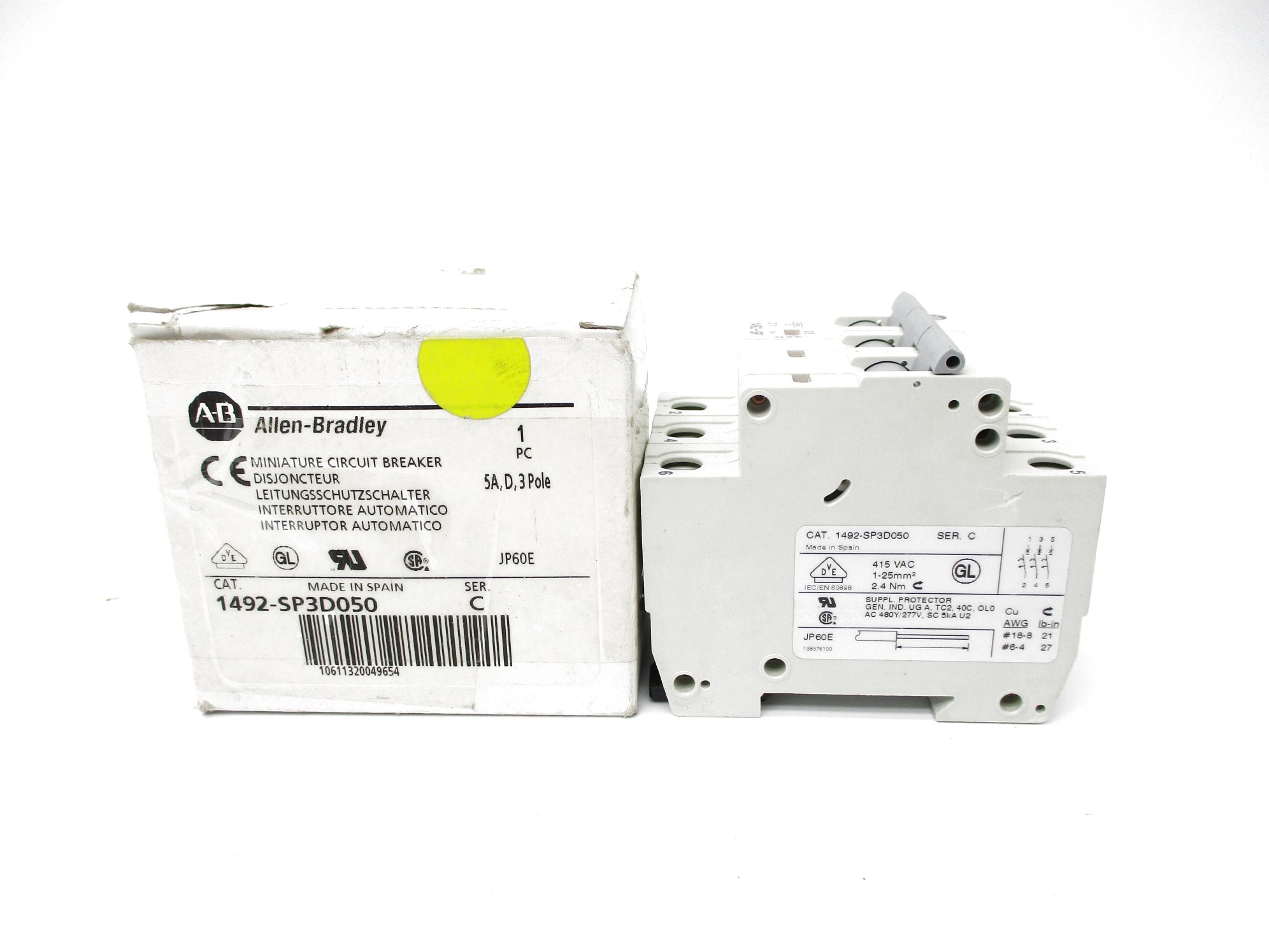 ALLEN BRADLEY 1492-SP3D050 SER. C 5A 277VAC (WH) NSMP