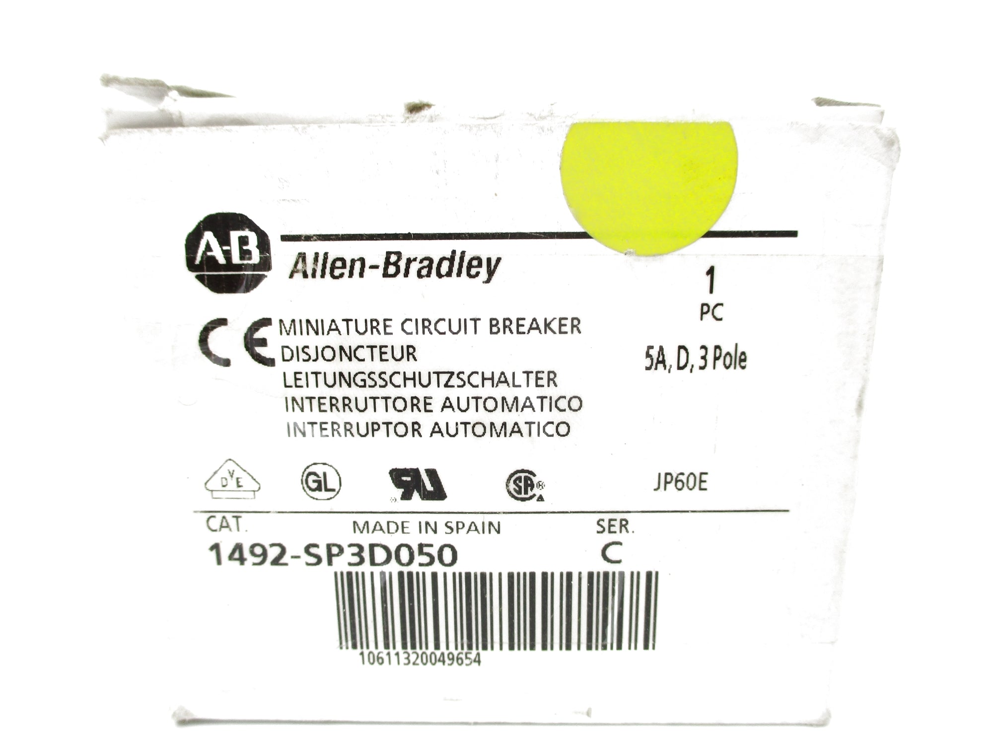 ALLEN BRADLEY 1492-SP3D050 SER. C 5A 277VAC (WH) NSMP