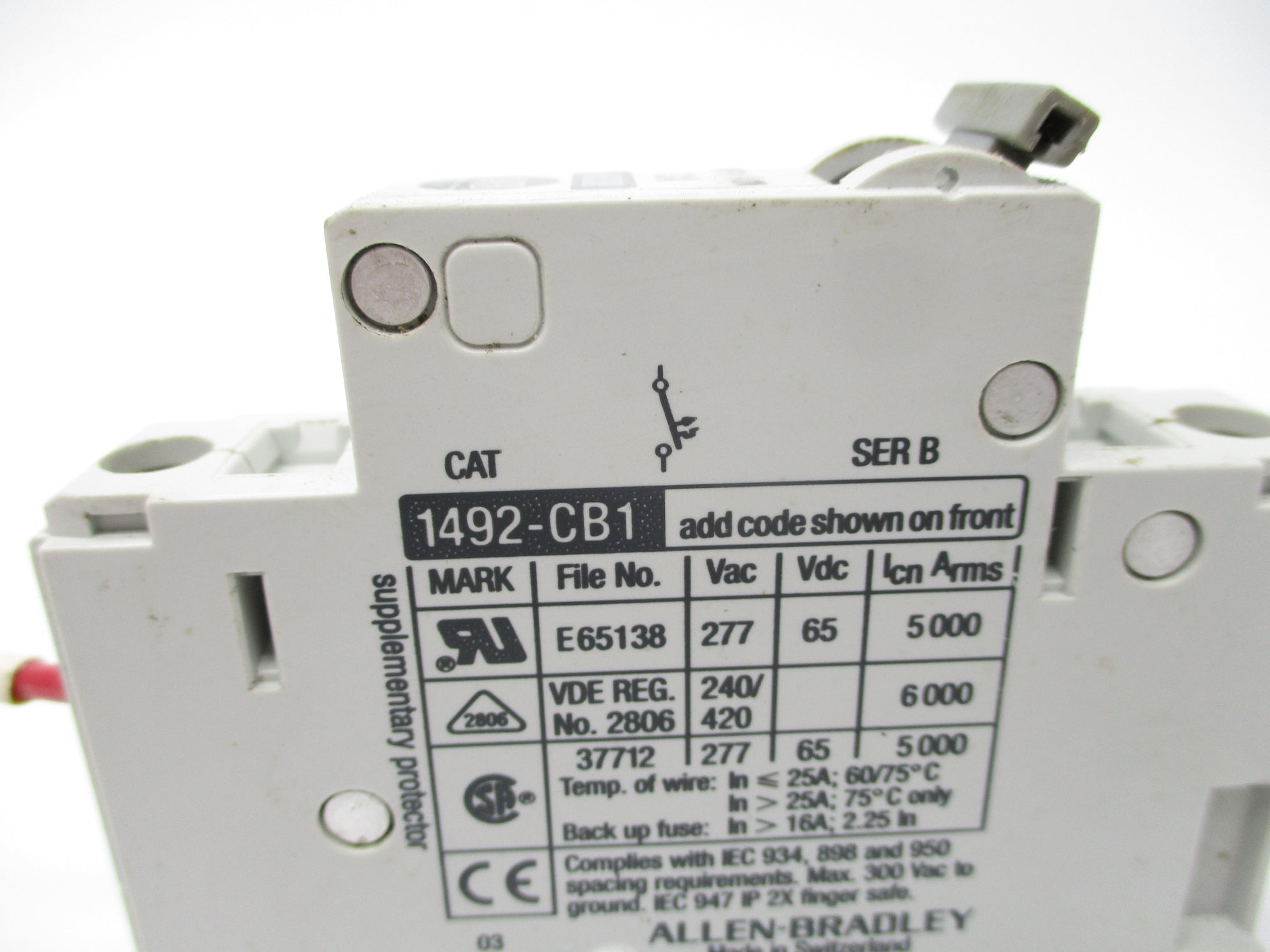 ALLEN BRADLEY 1492-CB1H030 SER. B 3A 277VAC UNMP