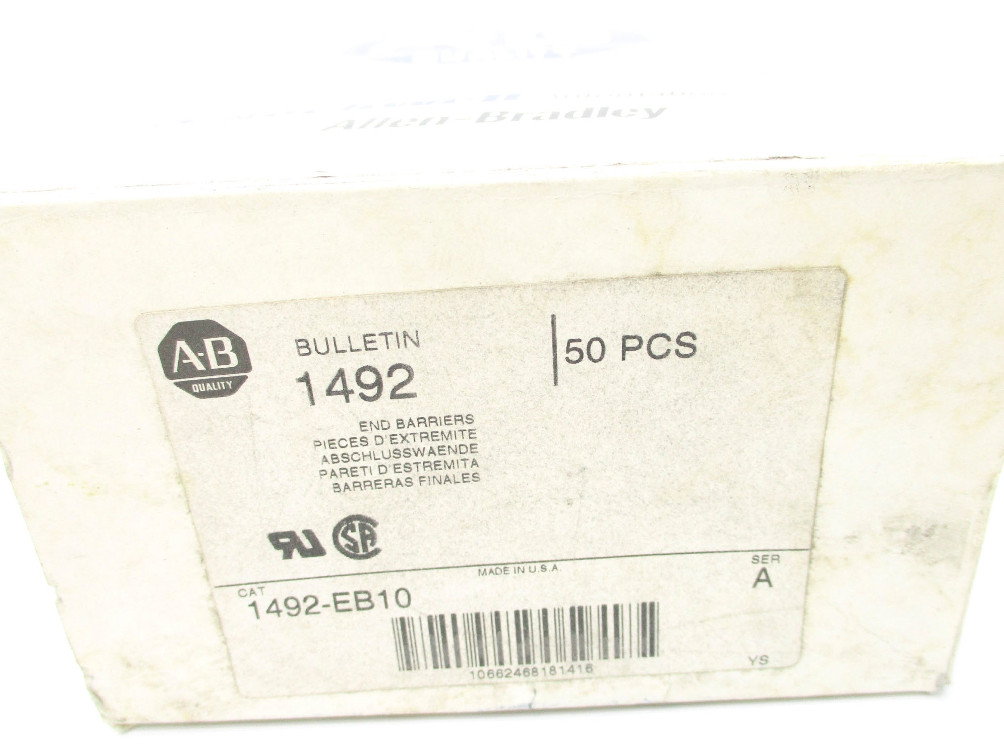 ALLEN BRADLEY 1492-EB10 SER. A (PKG OF 50) (GY/BL) NSMP