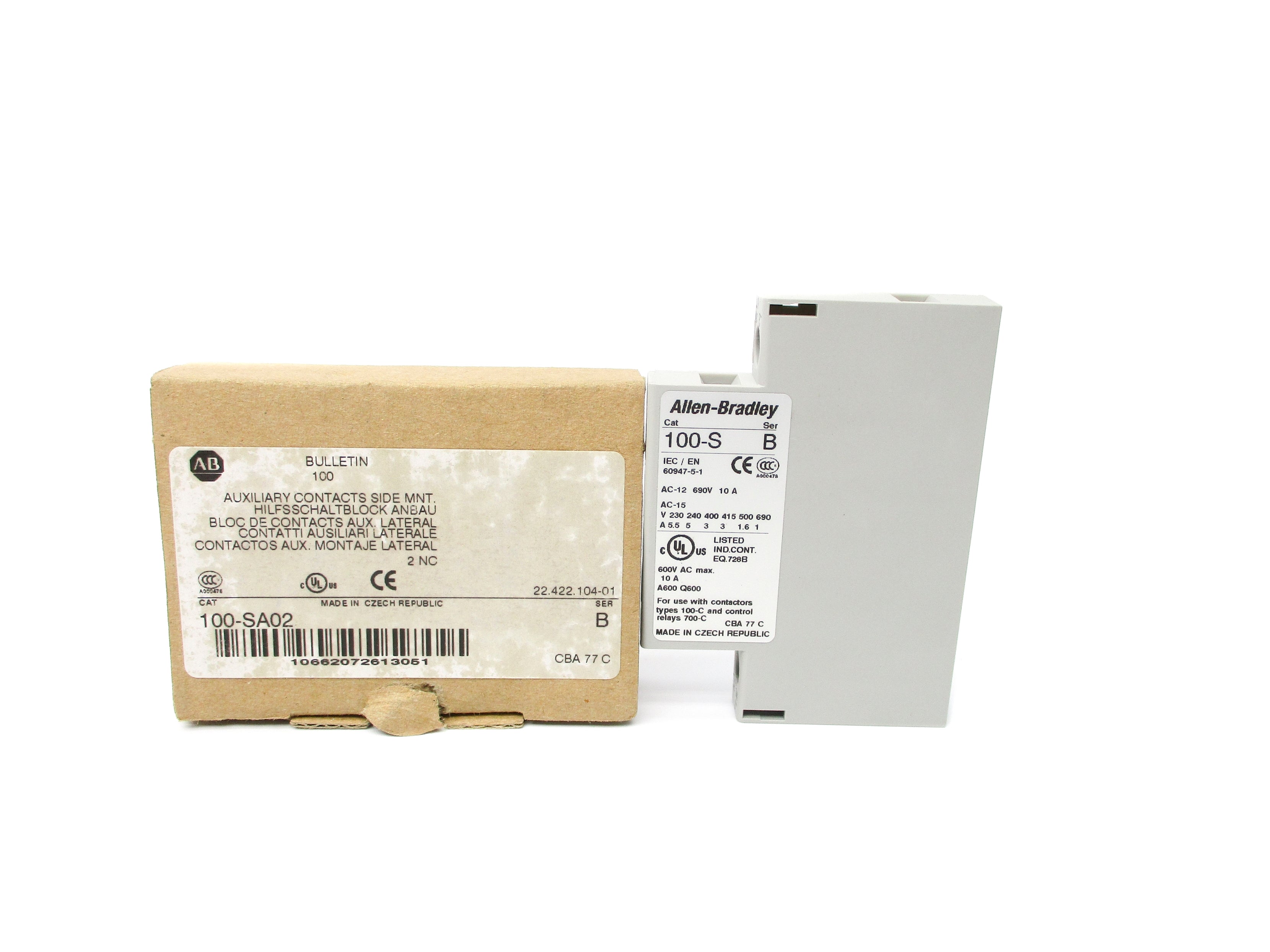 ALLEN BRADLEY 100-SA02 SER. B 600VAC 10A (BR/WH) NSMP