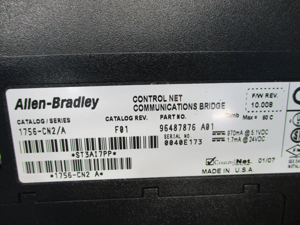 ALLEN BRADLEY 1756-CN2 SER. A F/W 10.008 UNMP