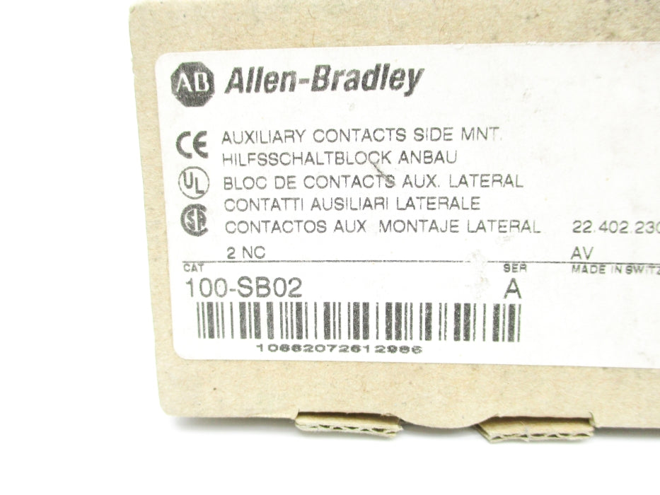 ALLEN BRADLEY 100-SB02 SER. A 600VAC 10A (BR/WH) NSMP