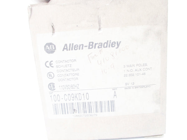 ALLEN BRADLEY 100-C09KD10 SER. A 110V (BR/WH) NSMP