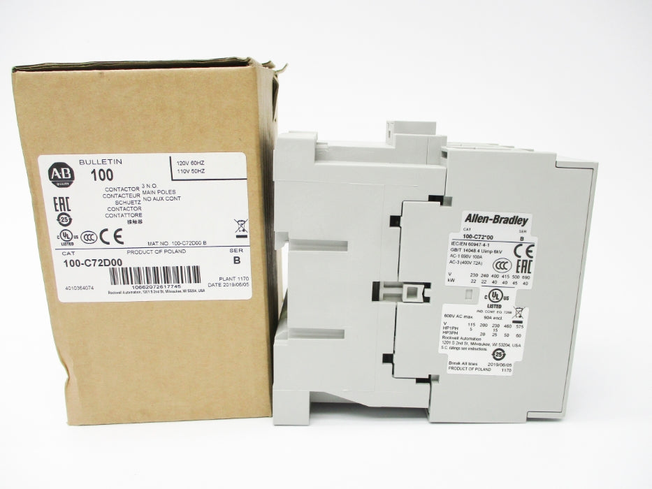 ALLEN BRADLEY 100-C72D00 SER. B 110/120V (BR/WH) NSMP