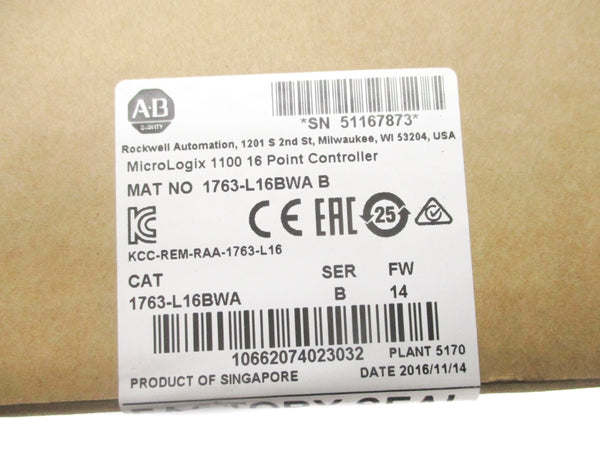 ALLEN BRADLEY 1763-L16BWA SER. B F/W 14 DATE: 2016 NSFS