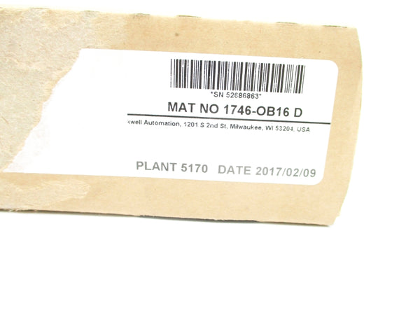 ALLEN BRADLEY 1746-OB16 SER. D DATE: 2017 NSFS