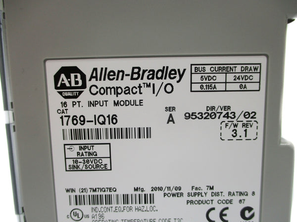 ALLEN BRADLEY 1769-IQ16 SER. A F/W 3.1 24VDC NSNP
