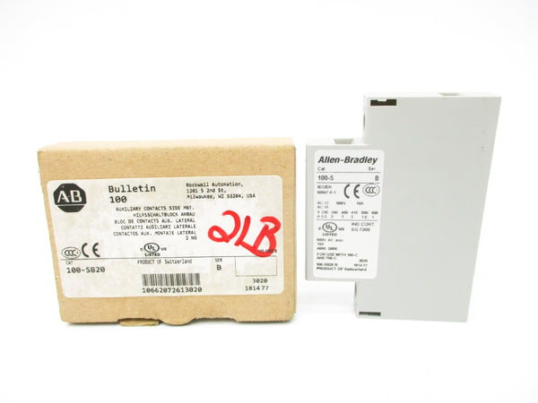 ALLEN BRADLEY 100-SB20 SER. B 600VAC 10A (BR/WH) NSMP