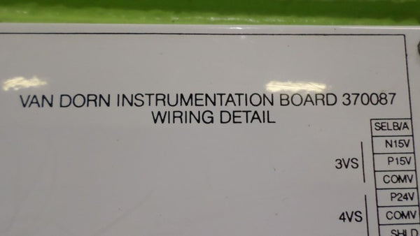VAN DORN CO. 370087 INSTRUMENTATION BOARD  UNMP