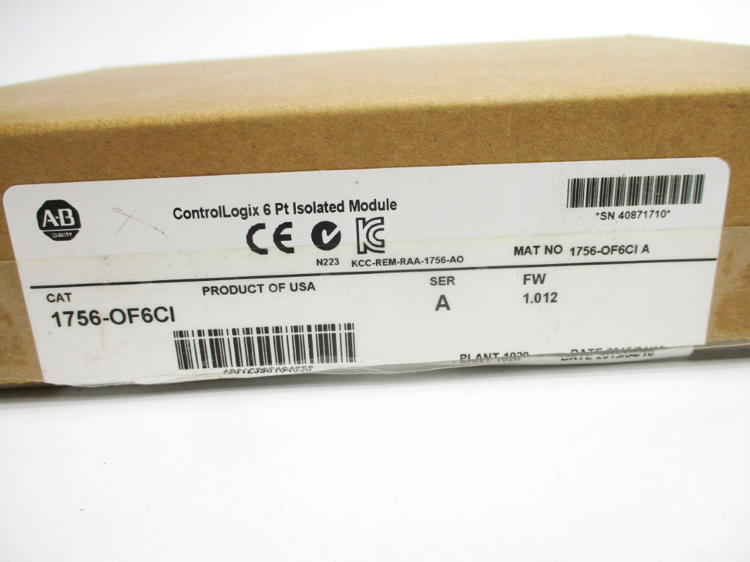 ALLEN BRADLEY 1756-OF6CI SER. A F/W 1.012 24VDC NSMP