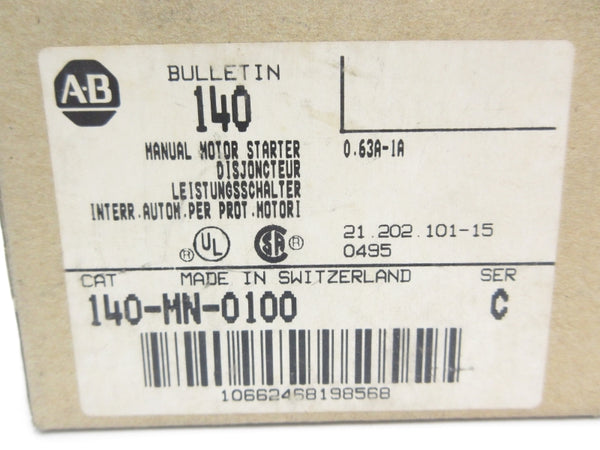 ALLEN BRADLEY 140-MN-0100 SER. C 600V 0.63-1A (BR/WH) NSMP