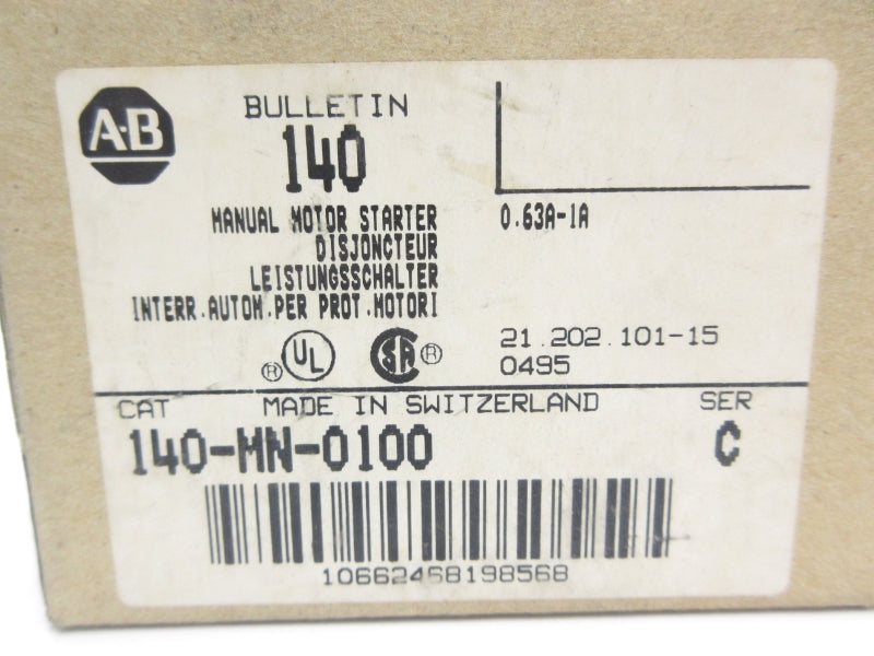 ALLEN BRADLEY 140-MN-0100 SER. C 600V 0.63-1A (BR/WH) NSMP