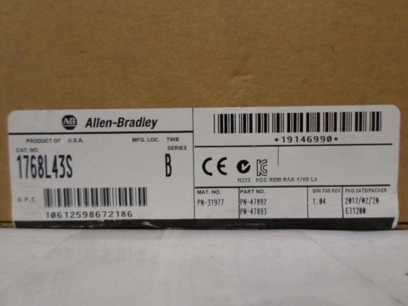 ALLEN BRADLEY 1768-L43S SER. B F/W 1.04 DATE: 2012  NSFS