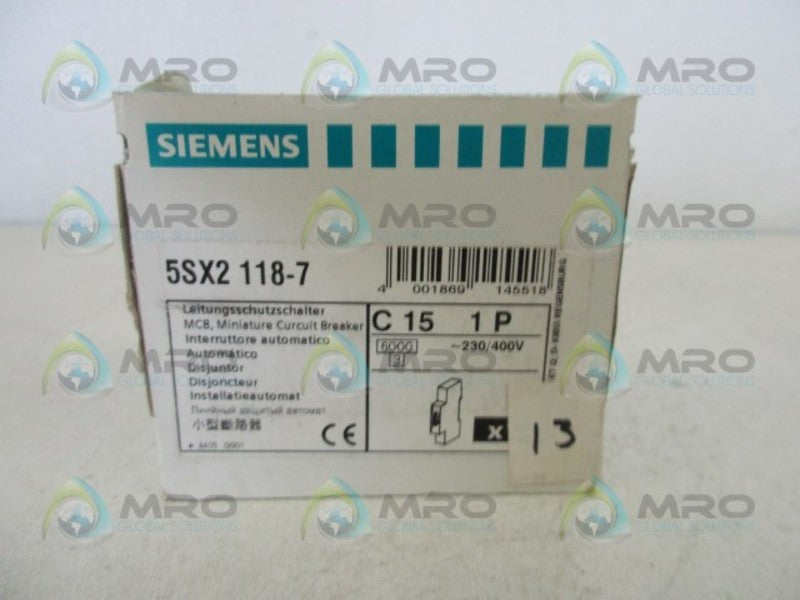 SIEMENS 5SX2-118-7 CIRCUIT BREAKER 15A 230/400V  NSMP