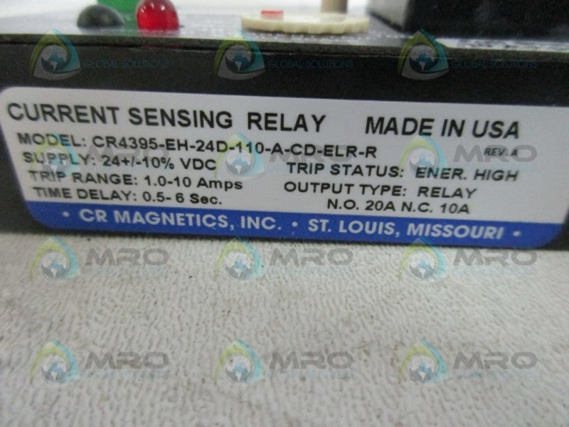 CR MAGNETICS CR4395-EH-24D-110-A-CD-ELR-R CURRENT SENSING RELAY  NSMP