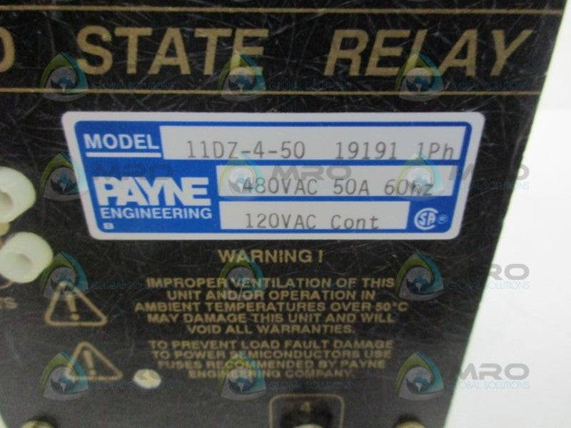 PAYNE ENGINEERING 11DZ-4-50 SOLID STATE RELAY  UNMP