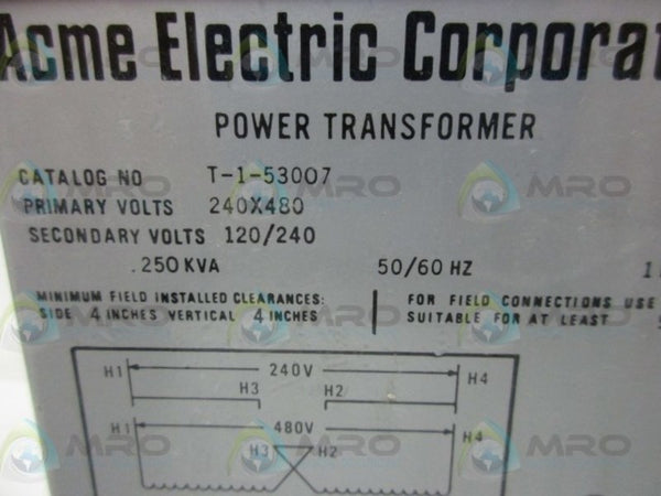 ACME ELECTRIC T-1-53007 POWER TRANSFORMER  NSMP