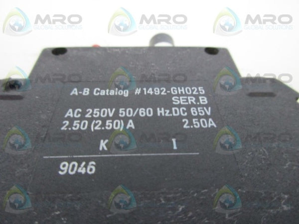 ALLEN BRADLEY 1492-GH025 SER. B CIRCUIT BREAKER 2.5A  UNMP