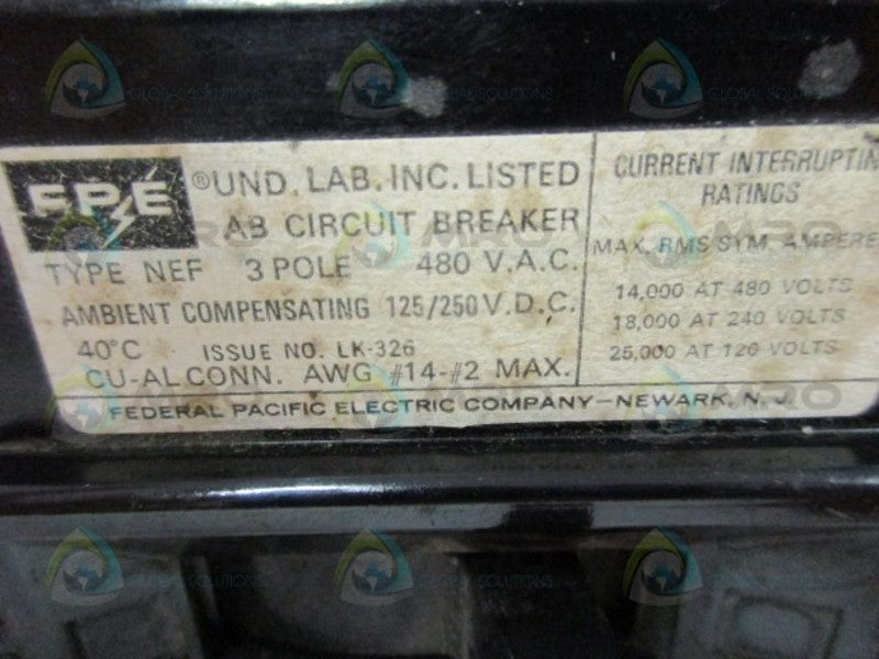 FPE NEF433020 CIRCUIT BREAKER  UNMP