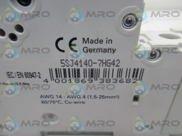 SIEMENS 5SJ4140-7HG42 CIRCUIT BREAKER  NSMP
