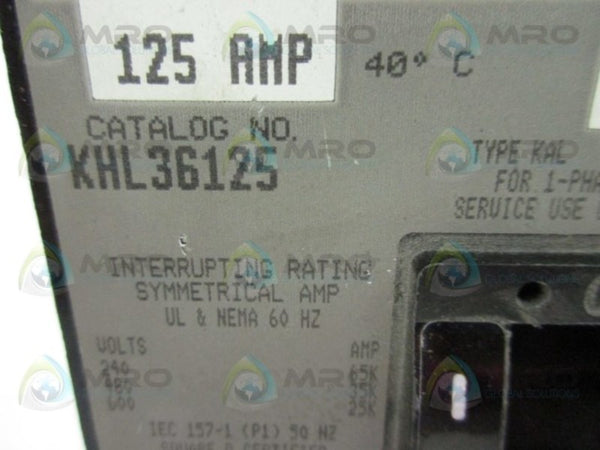 SQUARE D KHL36125 CIRCUIT BREAKER 125A (AS PICTURED)  NSNP