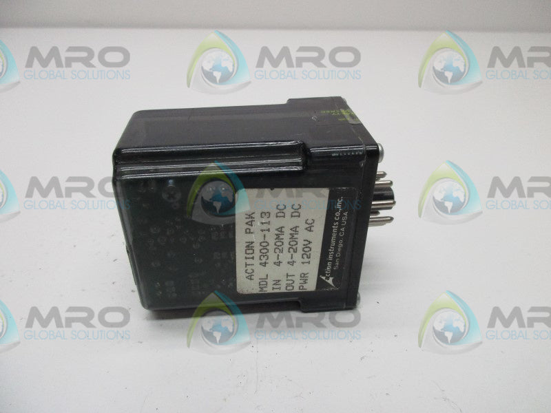 ACTION PAK MDL4300-113 RELAY MODULE 4-20MADC 4-20MADC 120VAC  UNMP
