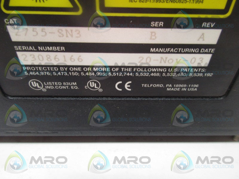 ACCU-SORT 2755-SN3 ADAPTASCAN BARCODE READER  NSNP