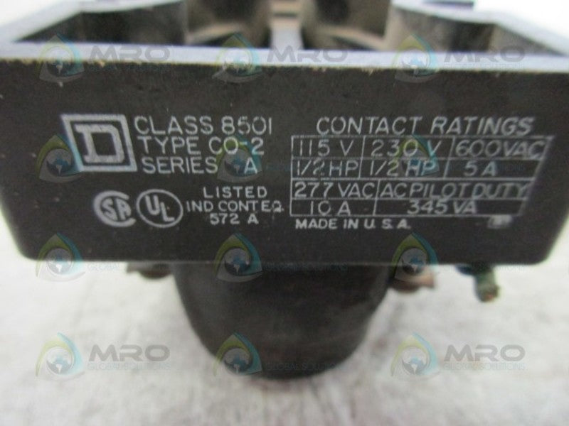 SQUARE D 8501-CO-2 CONTROL RELAY  UNMP