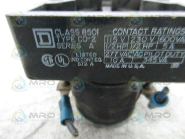 SQUARE D 8501-CO-2 SER. A CONTROL RELAY  UNMP