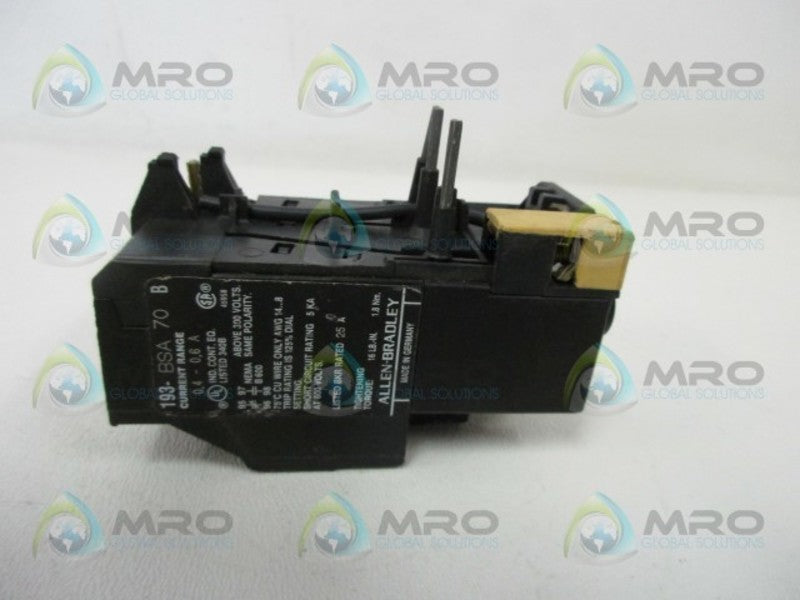 ALLEN BRADLEY 193-BSA70 SER. B OVERLOAD RELAY  UNMP