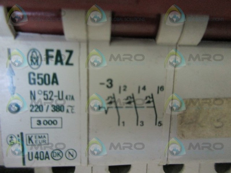 KLOCKNER MOELLER FAZ-G50A-3-HI10 CIRCUIT BREAKER  UNMP