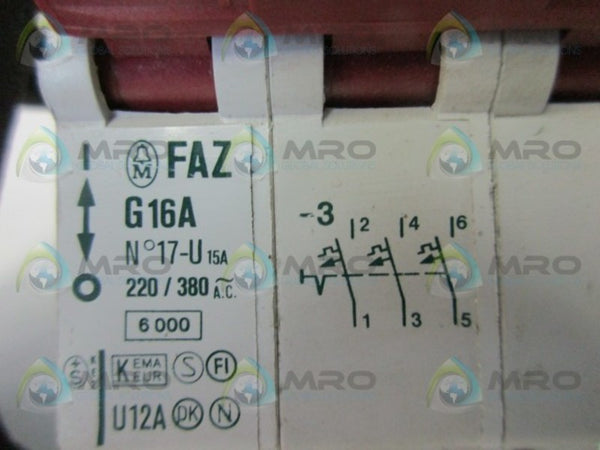 KLOCKNER MOELLER FAZ-G16A-3 CIRCUIT BREAKER  UNMP
